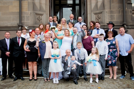 Wedding group outside Middlesbrough Town Hall